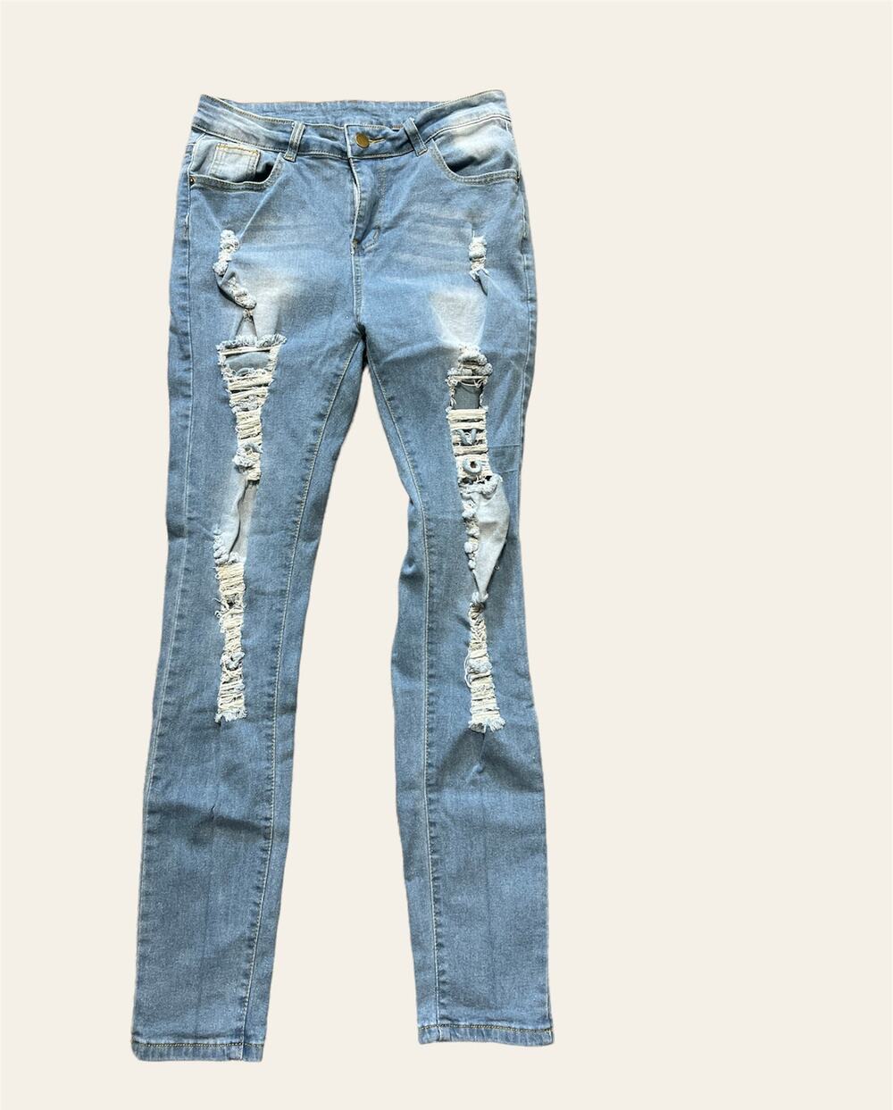 Stonewash Distressed Skinny Jeans